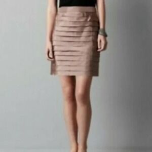 Ann Taylor LOFT Petite Silk‎ Mini Skirt Taupe Lined Back Zip 0P